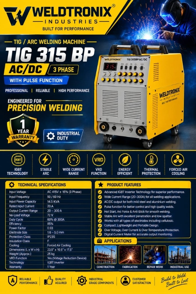 Ac-dc TIG 315p Pulse Welding
