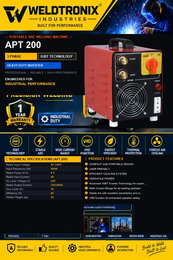 APT 200 Portable Single-Phase Transformer Welder - View 1