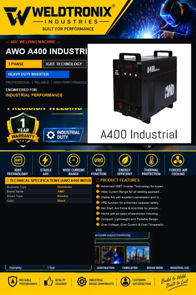 Awo A400 Industrial ARC Welder - Welding Machine