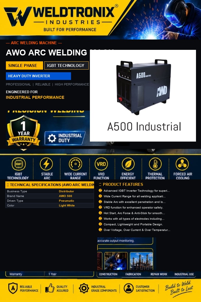 Awo A500 Industrial Heavy ARC Welder - Welding Machine