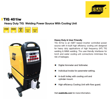ESAB TIG 401iw Heavy Duty TIG Power Source with Water Cooling Unit - View 1